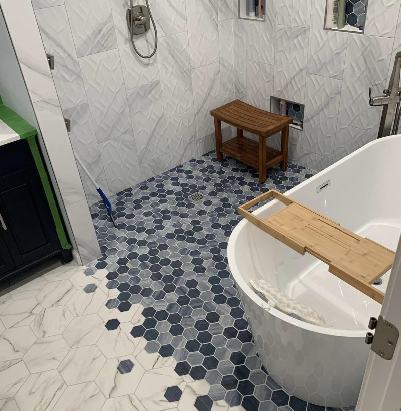 tile installation work examples by El King Remodeling