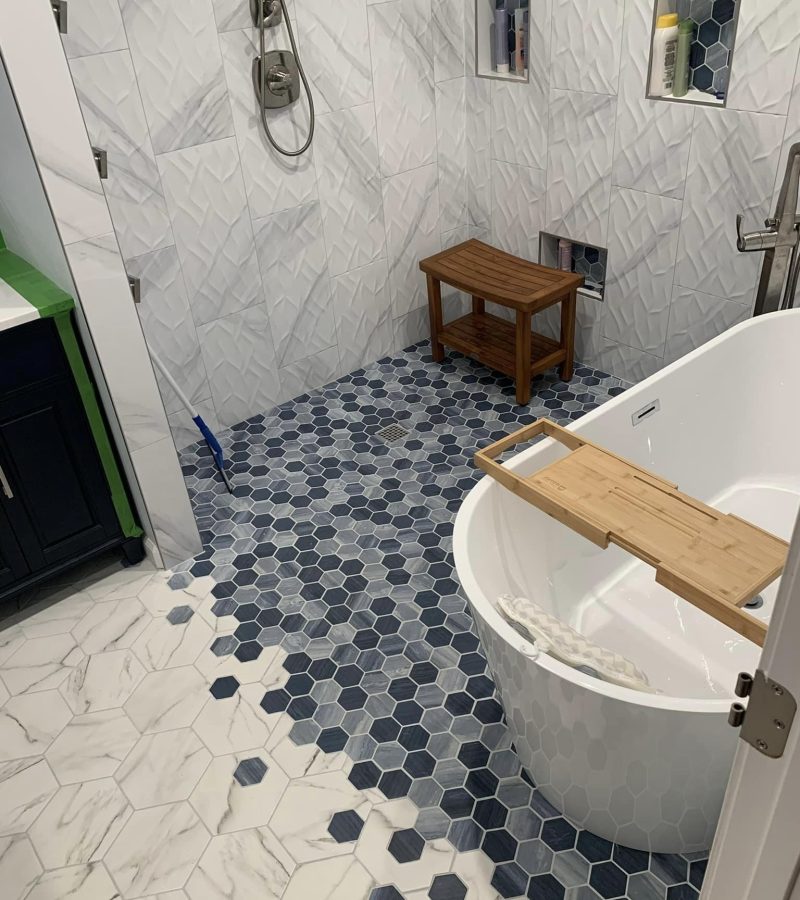 tile installation work examples by El King Remodeling